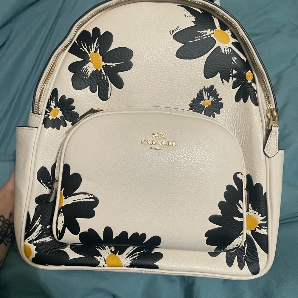 Coach White Floral Backpack